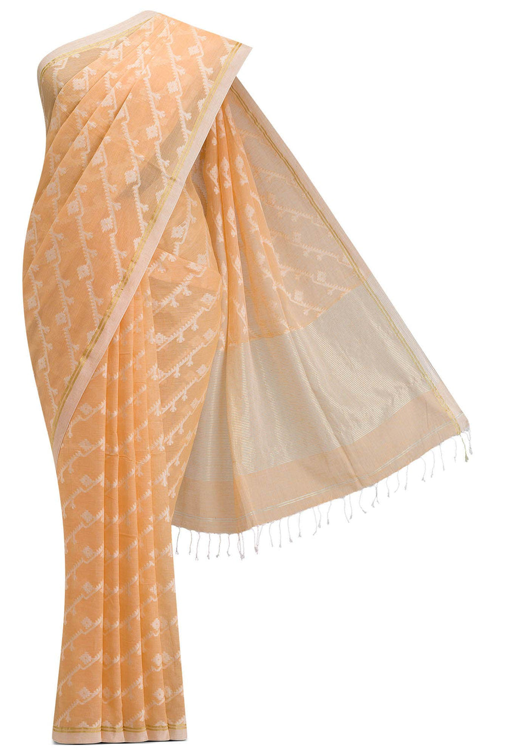Bimala-Orange Bengal Cotton Saree