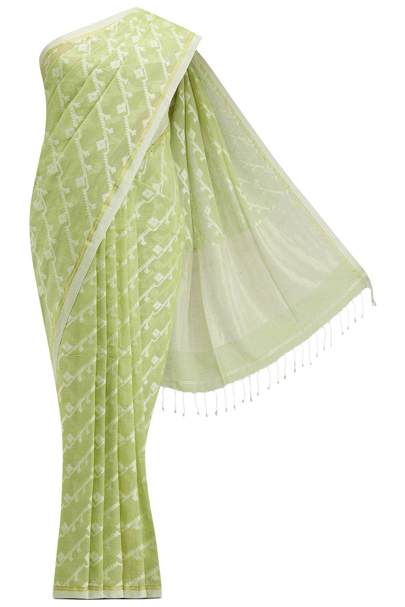 Bimala-Light Green Bengal Cotton Saree
