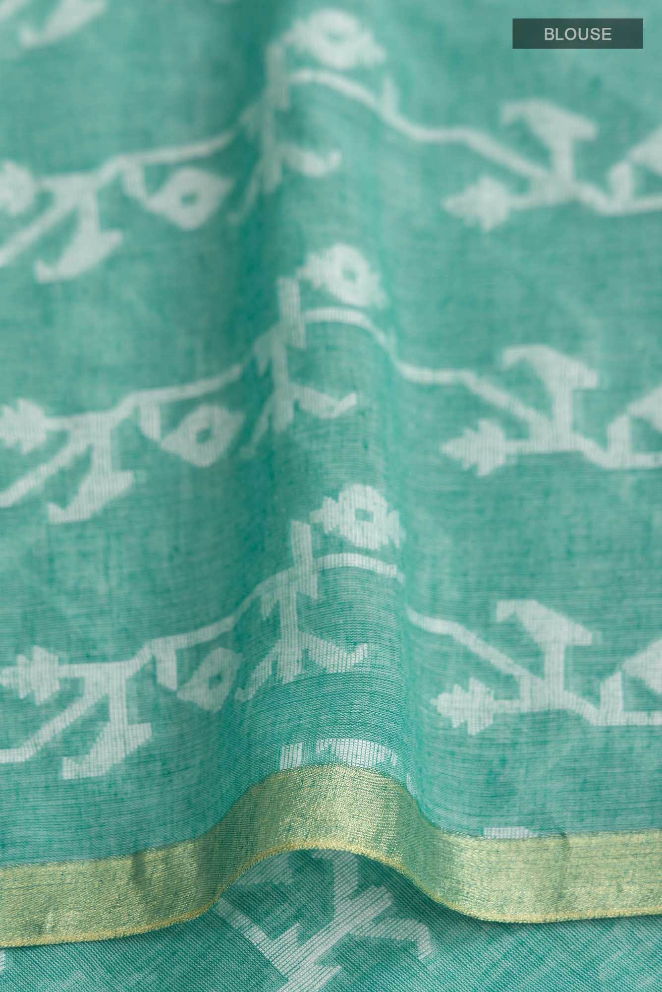 Kadambini-Teal Green Bengal Cotton Saree
