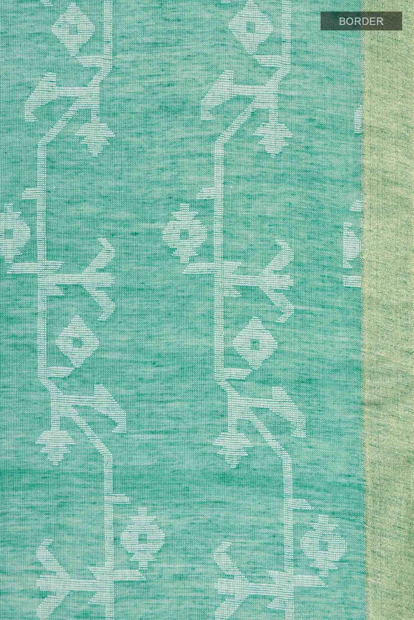 Kadambini-Teal Green Bengal Cotton Saree