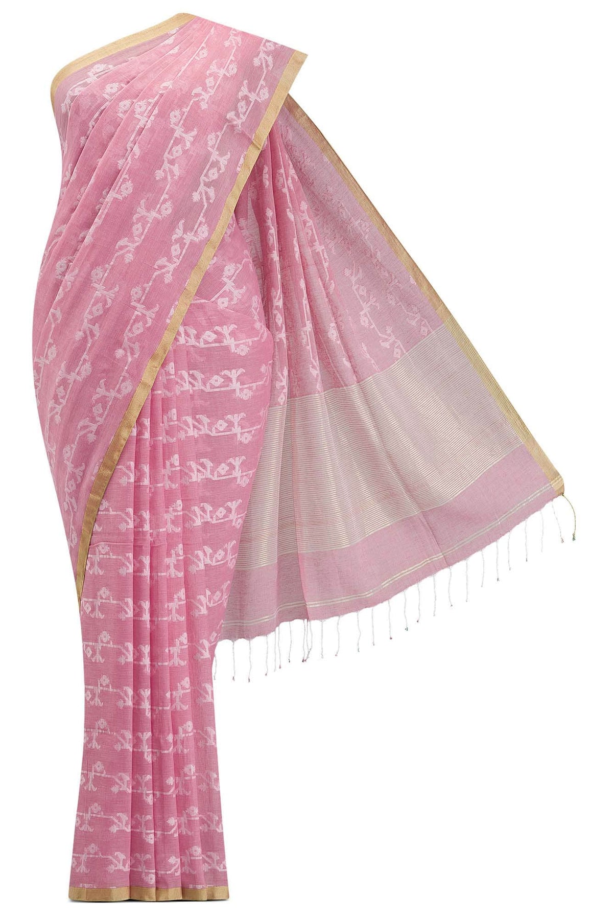 Kadambini-Peach Bengal Cotton Saree