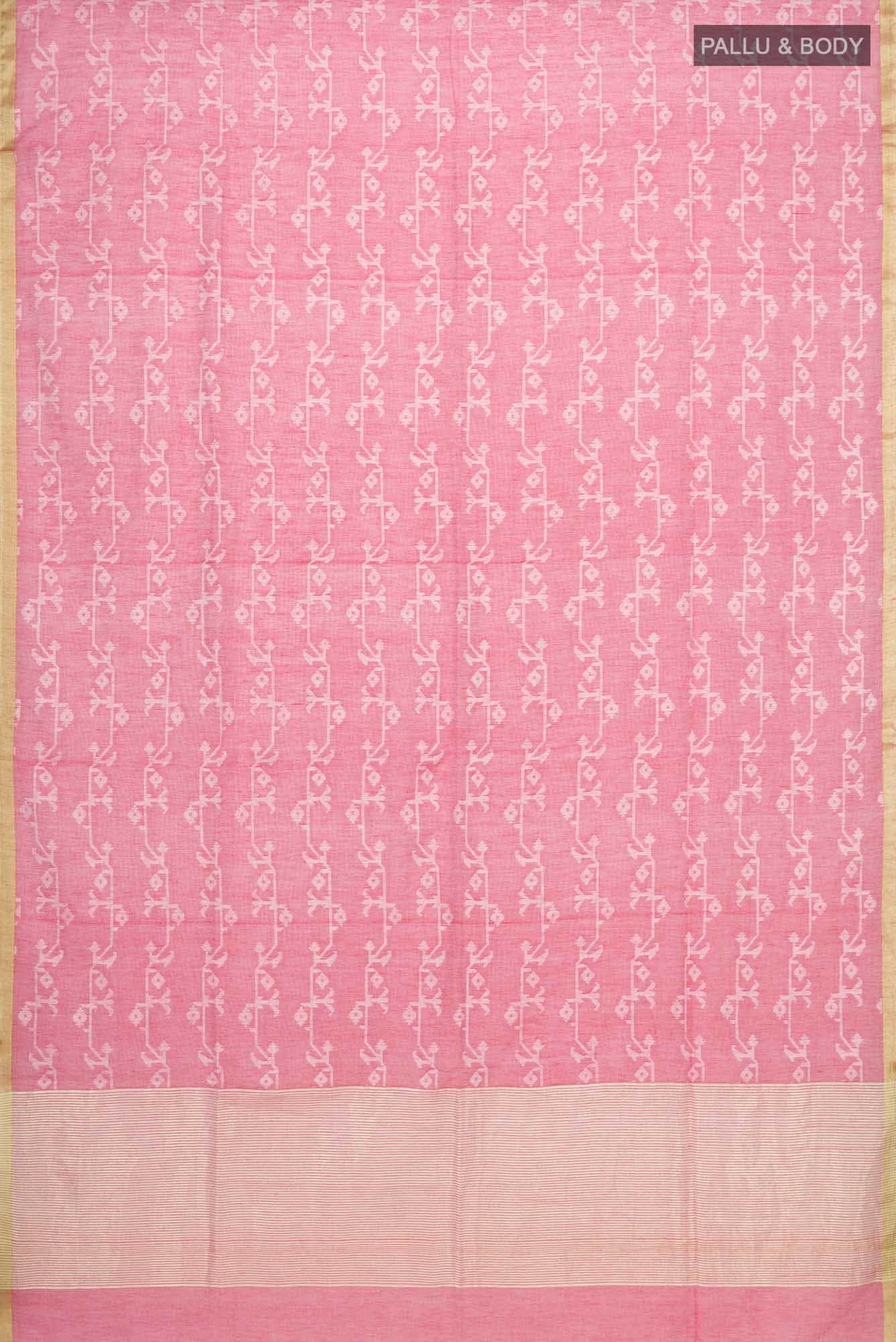 Kadambini-Peach Bengal Cotton Saree