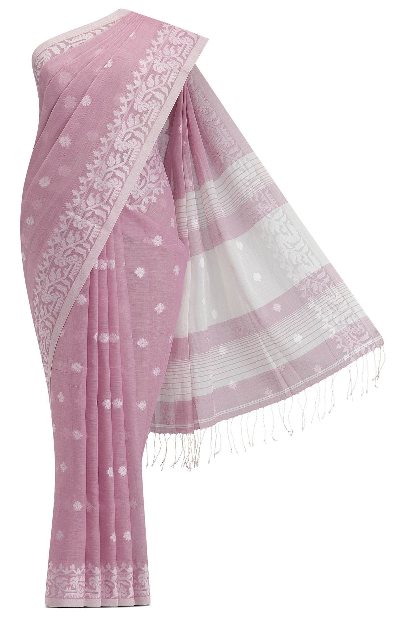 Aarna-Pink Bengal Cotton Saree