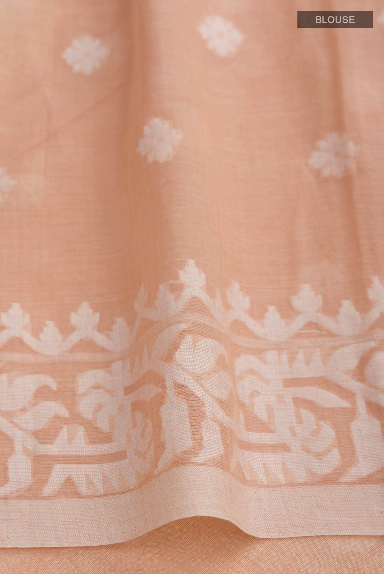 Aarna-Peach Bengal Cotton Saree
