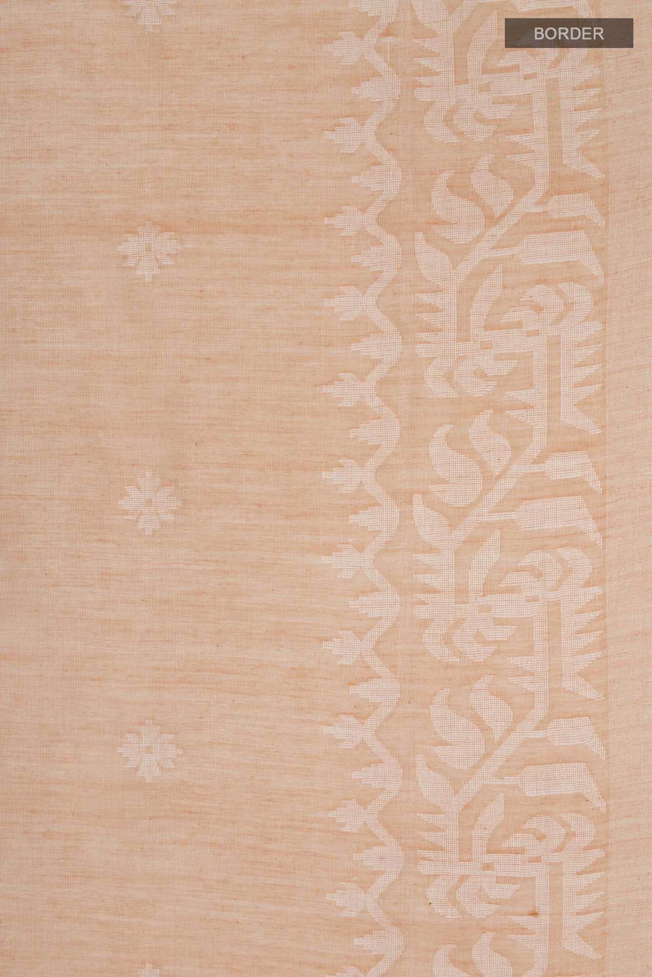 Aarna-Peach Bengal Cotton Saree