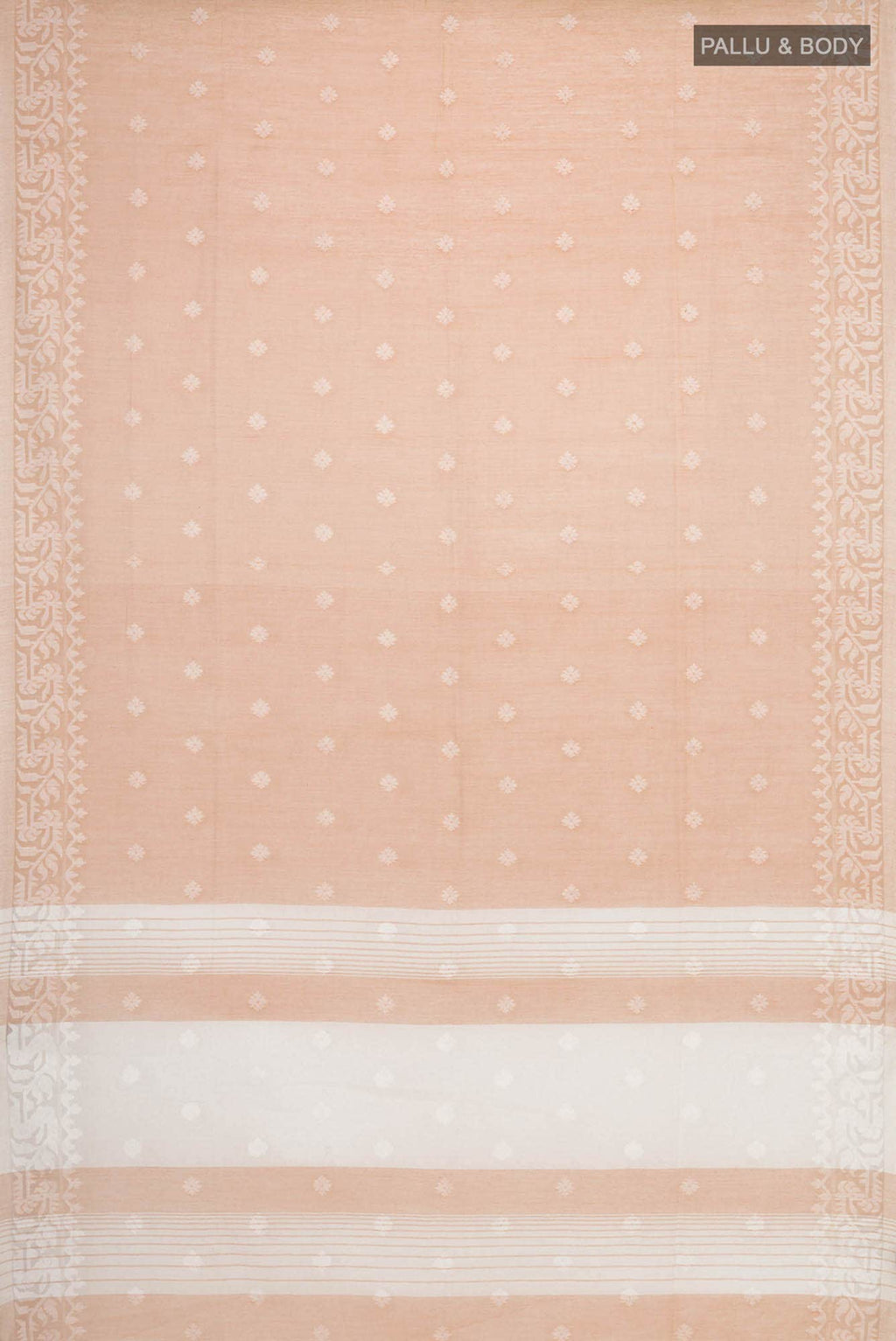 Aarna-Peach Bengal Cotton Saree