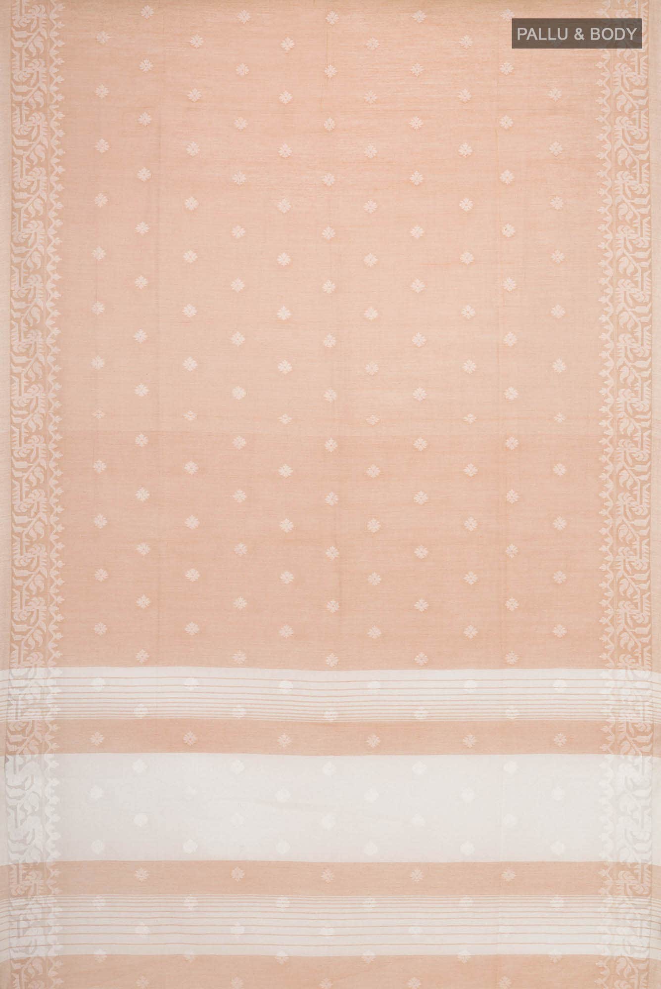 Aarna-Peach Bengal Cotton Saree