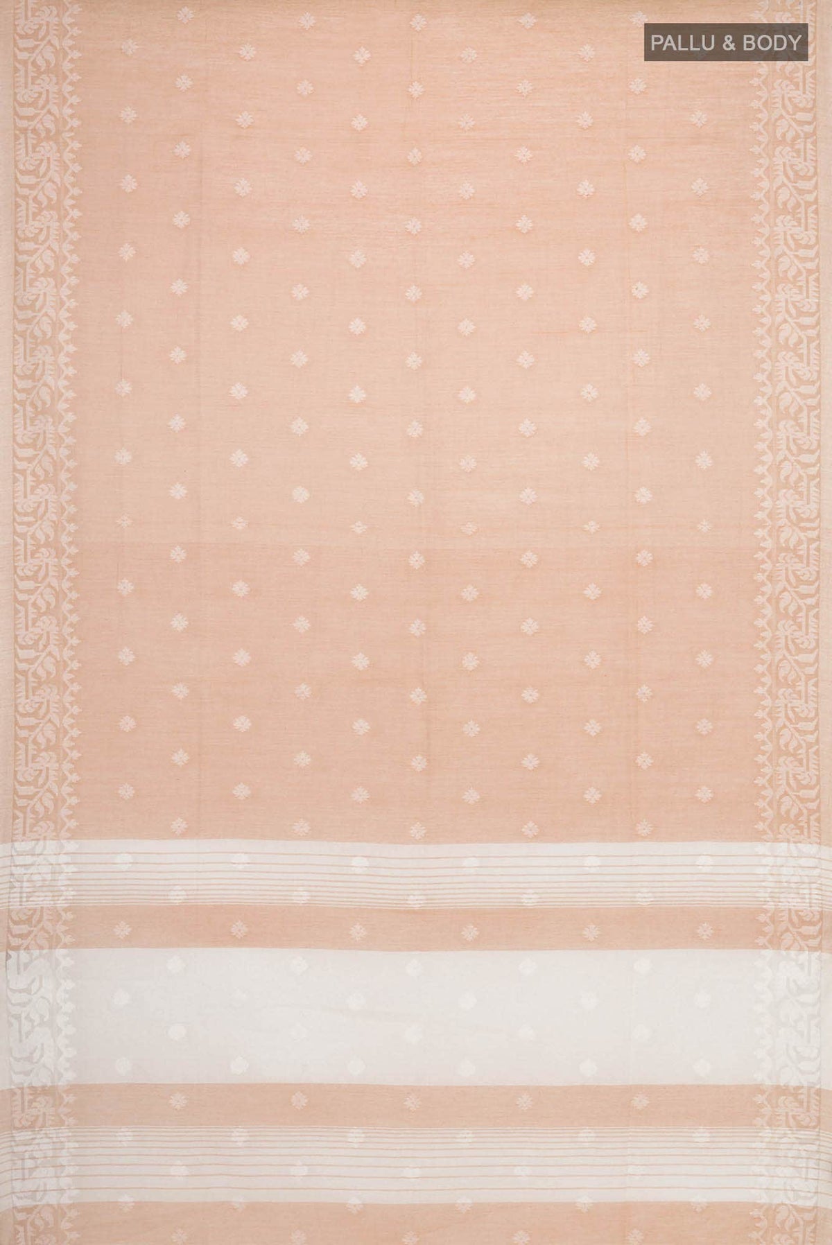 Aarna-Peach Bengal Cotton Saree