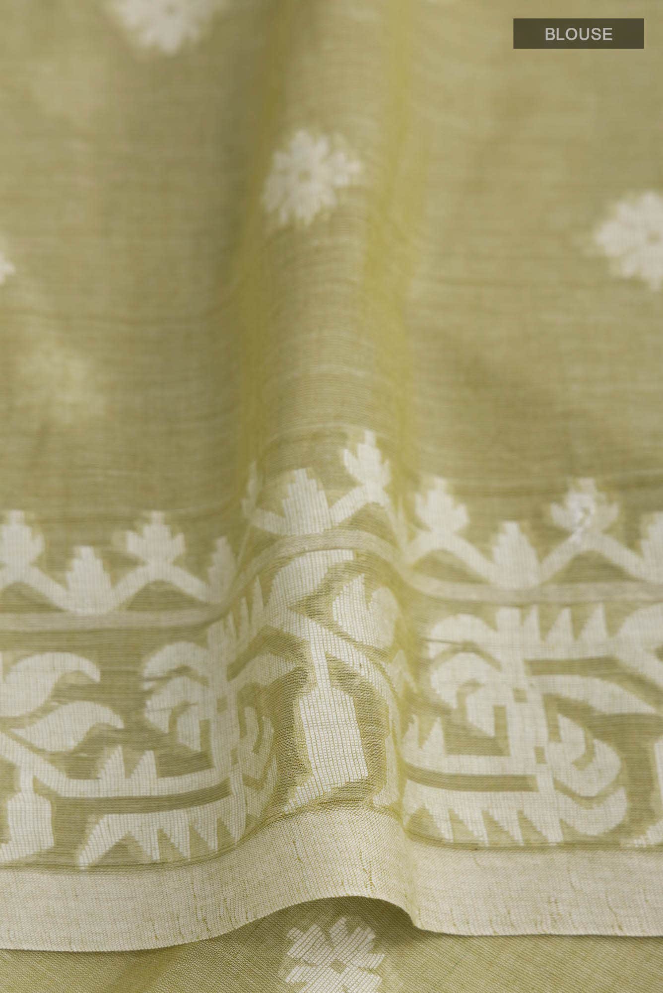 Aarna-Olive Green Bengal Cotton Saree