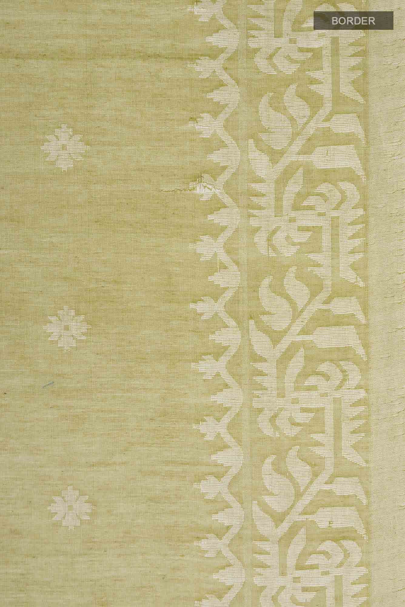 Aarna-Olive Green Bengal Cotton Saree