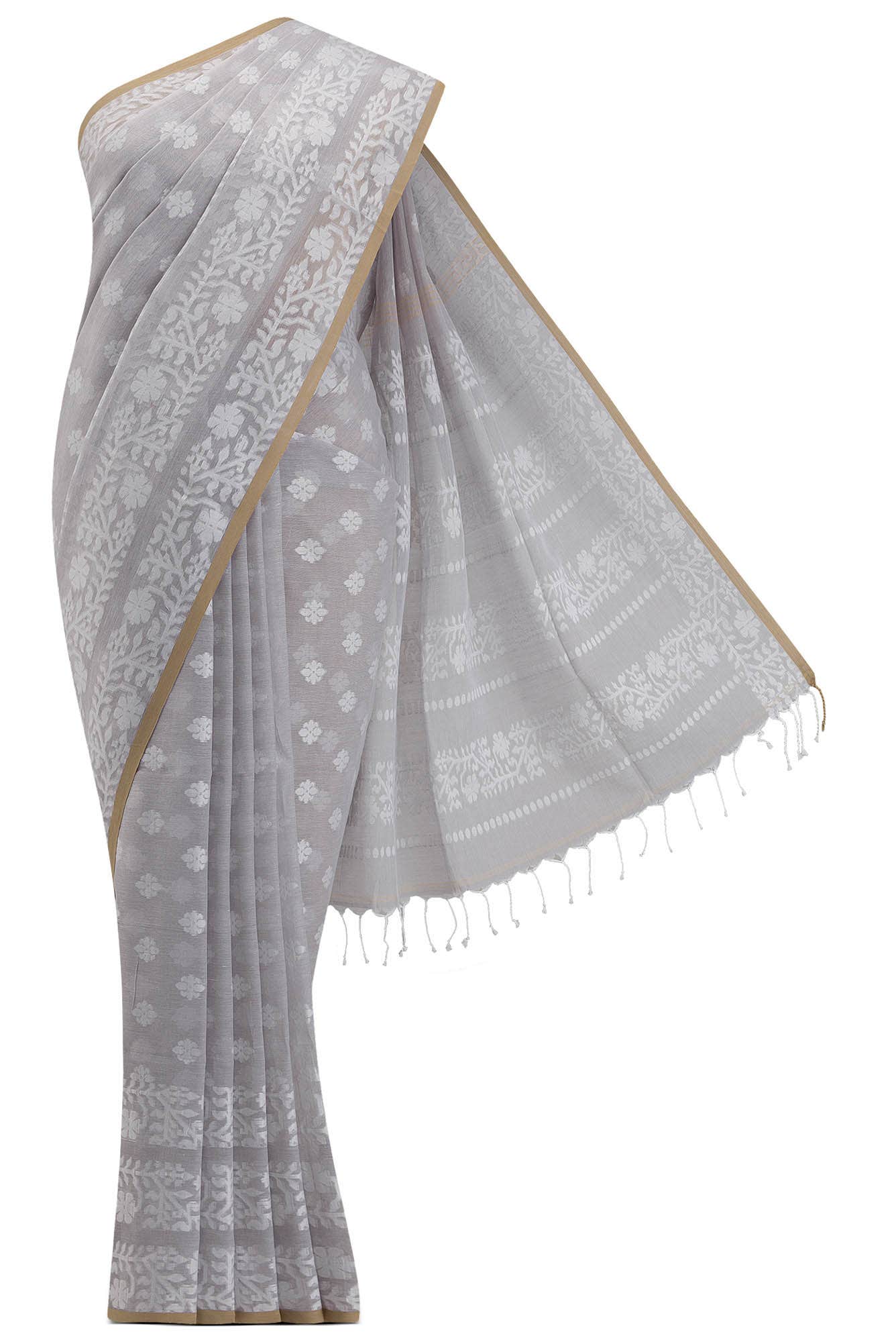 Mrinal-Grey Bengal Cotton Saree