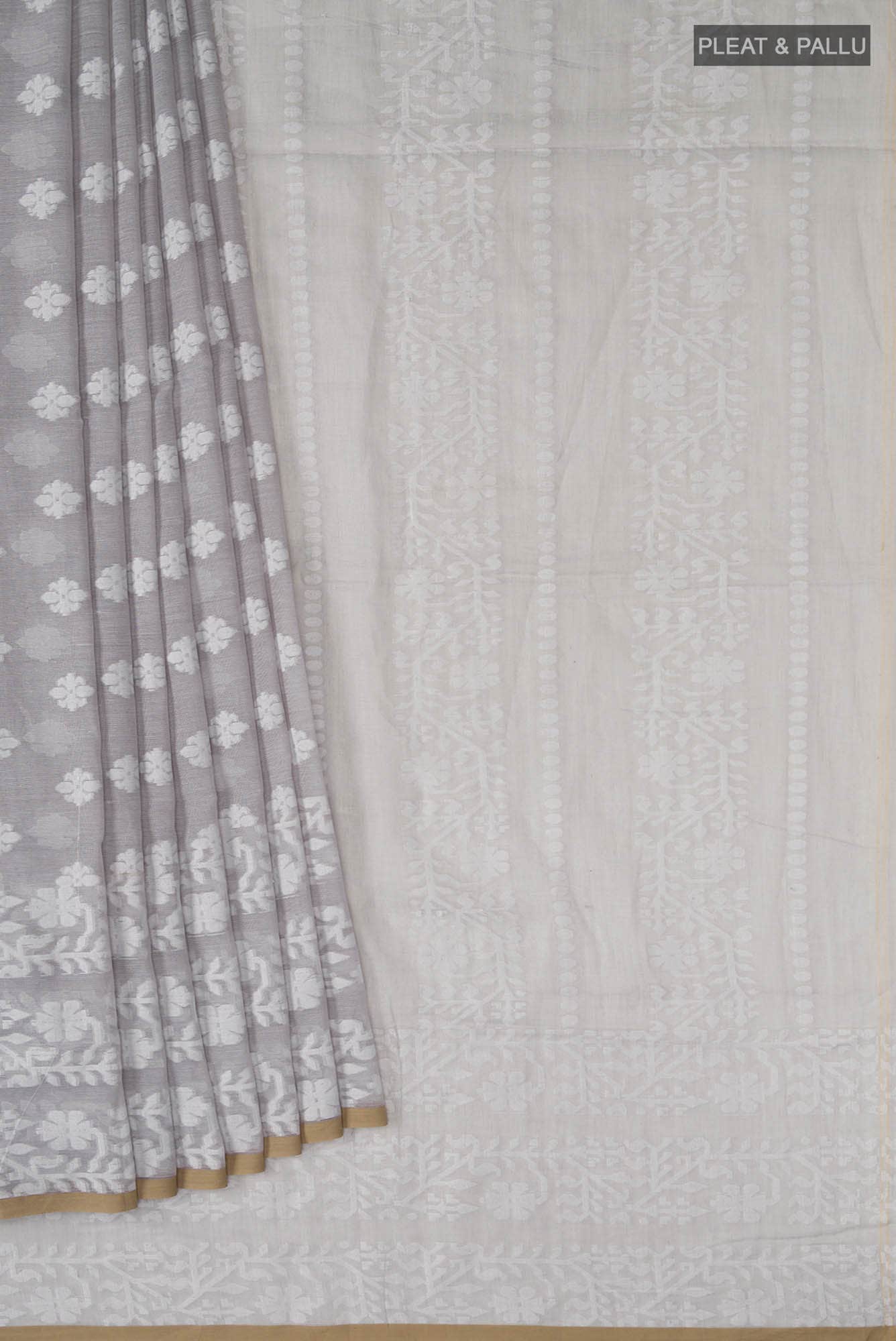 Mrinal-Grey Bengal Cotton Saree