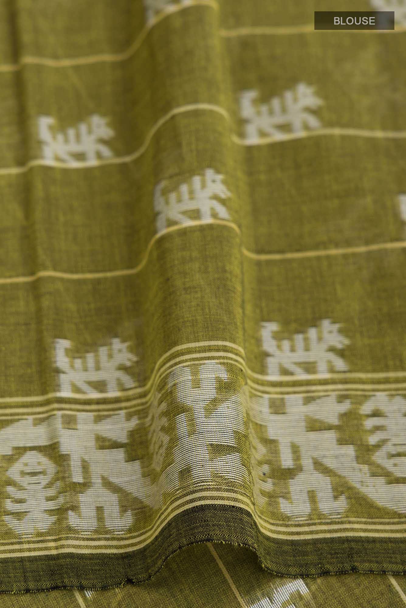 Anamika-Olive Green Bengal Cotton Saree
