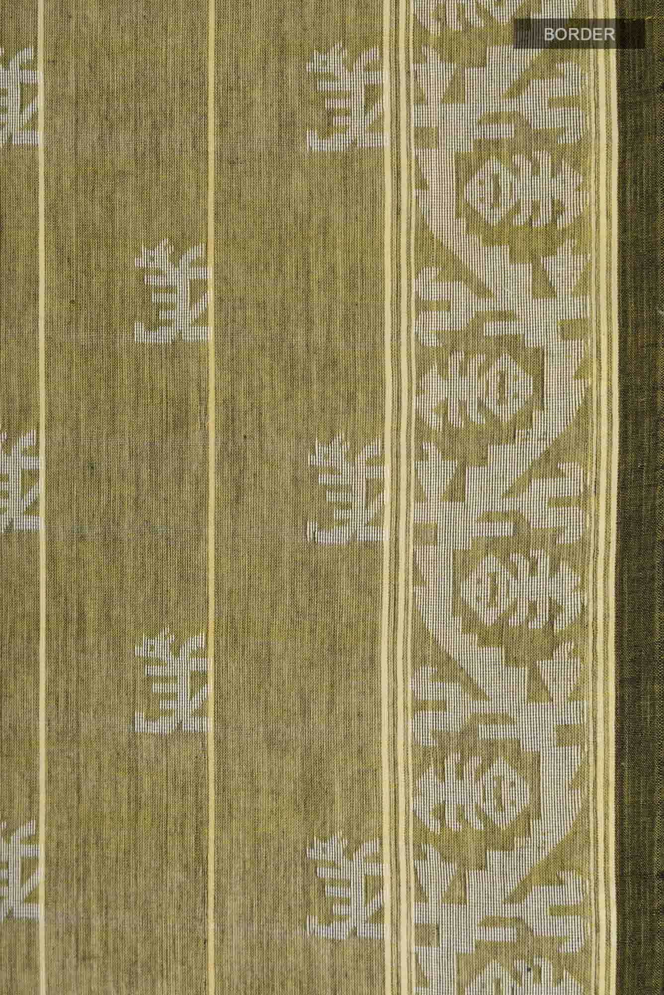 Anamika-Olive Green Bengal Cotton Saree