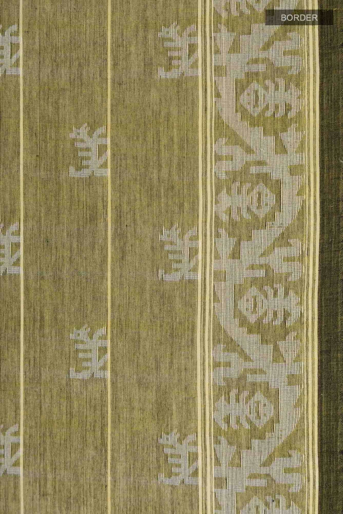 Anamika-Olive Green Bengal Cotton Saree