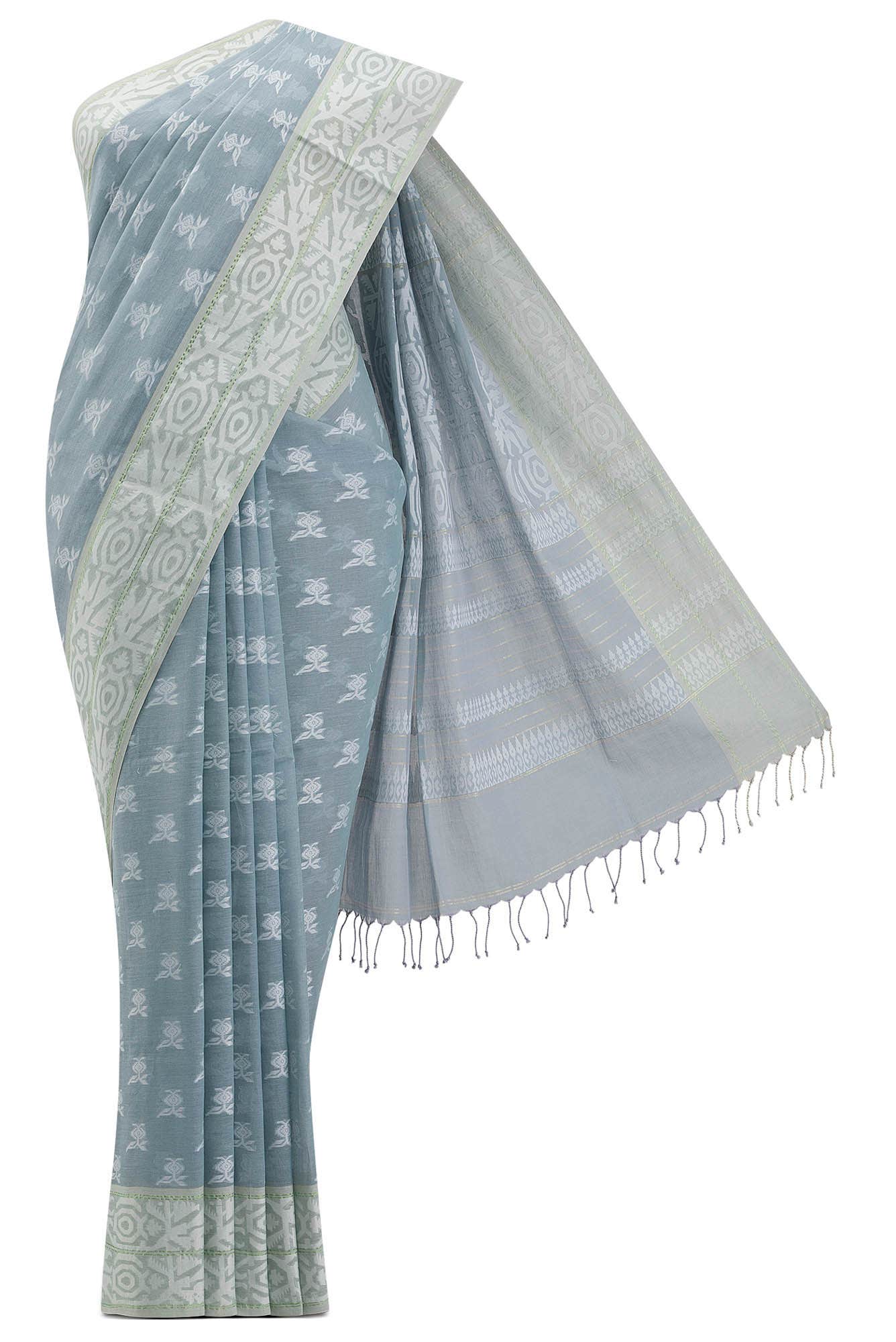 Aradhana-Grey Bengal Cotton Saree