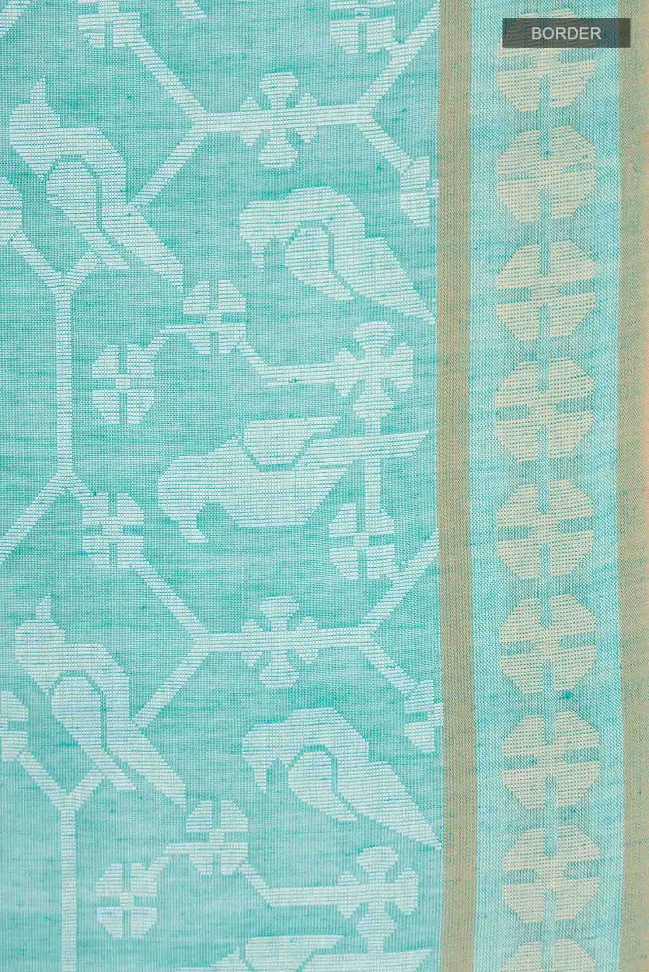 Mrinmayi-Turquoise Bengal Cotton Saree