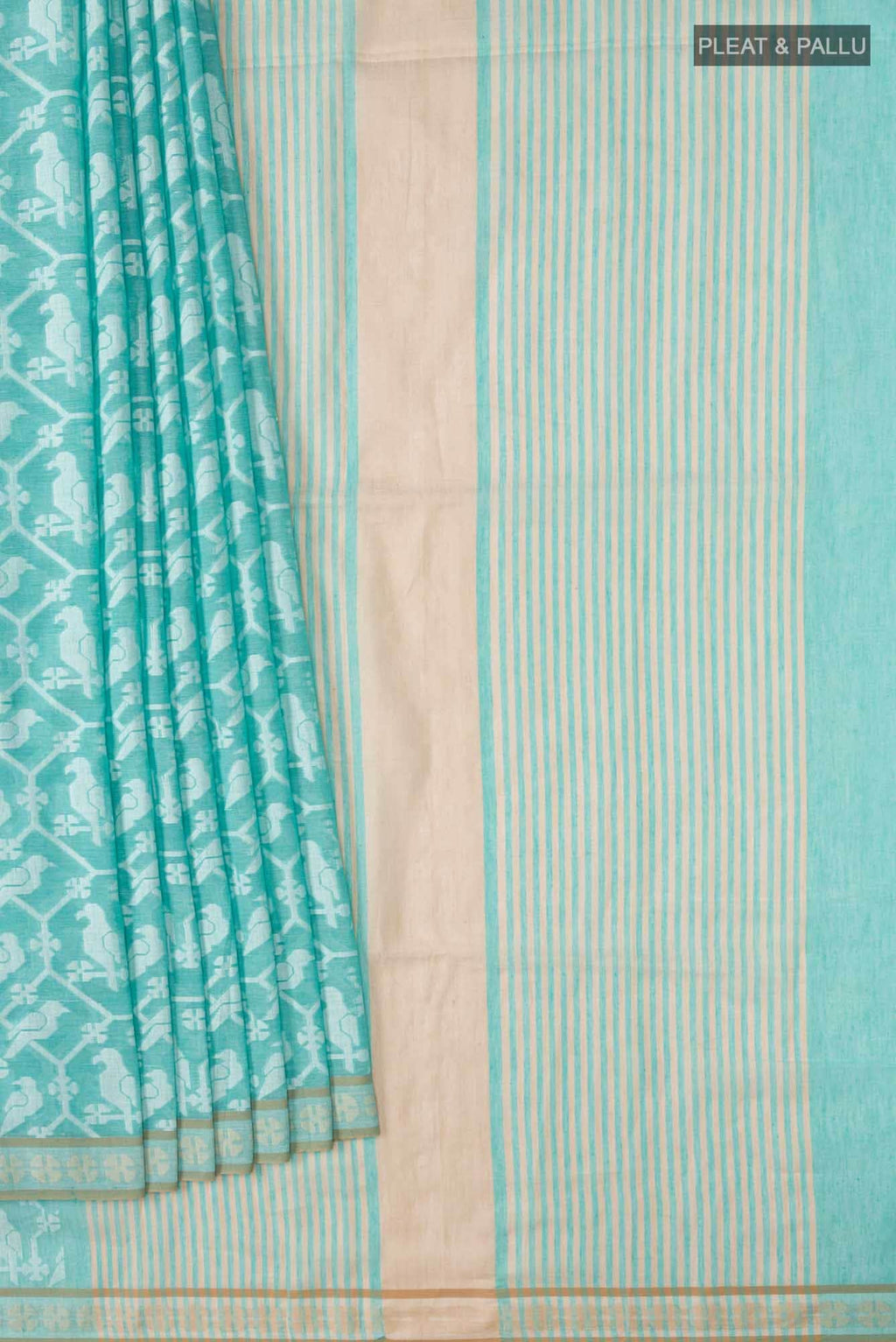 Mrinmayi-Turquoise Bengal Cotton Saree