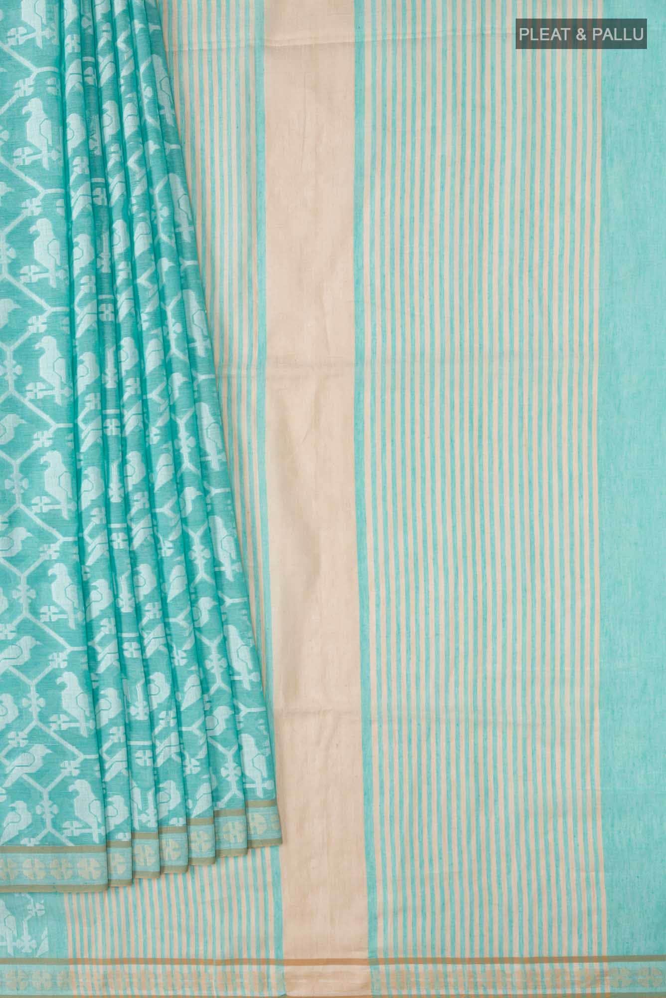 Mrinmayi-Turquoise Bengal Cotton Saree