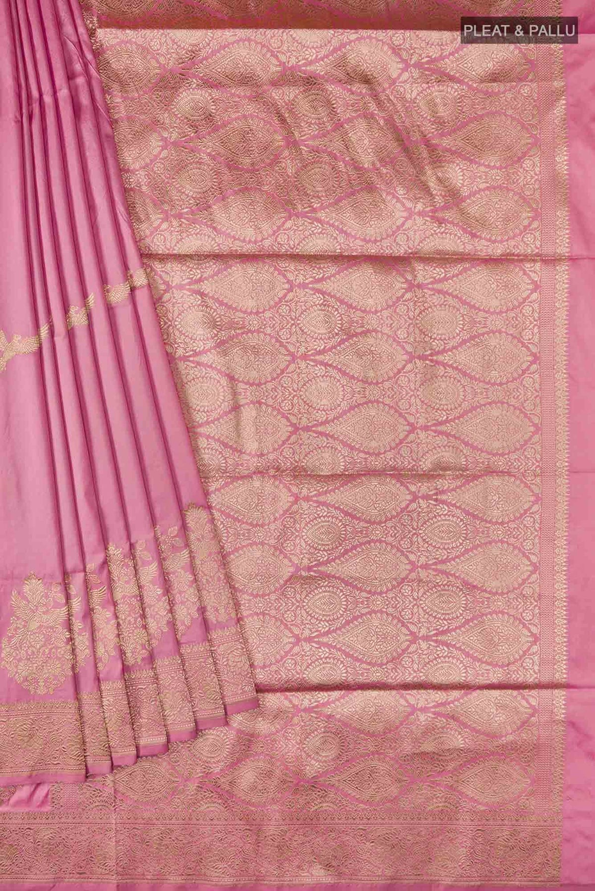 Kuhoo-Pink Banarasi Silk Saree