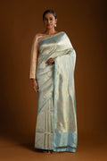 Mor-Pastel Blue Banarasi Silk Saree