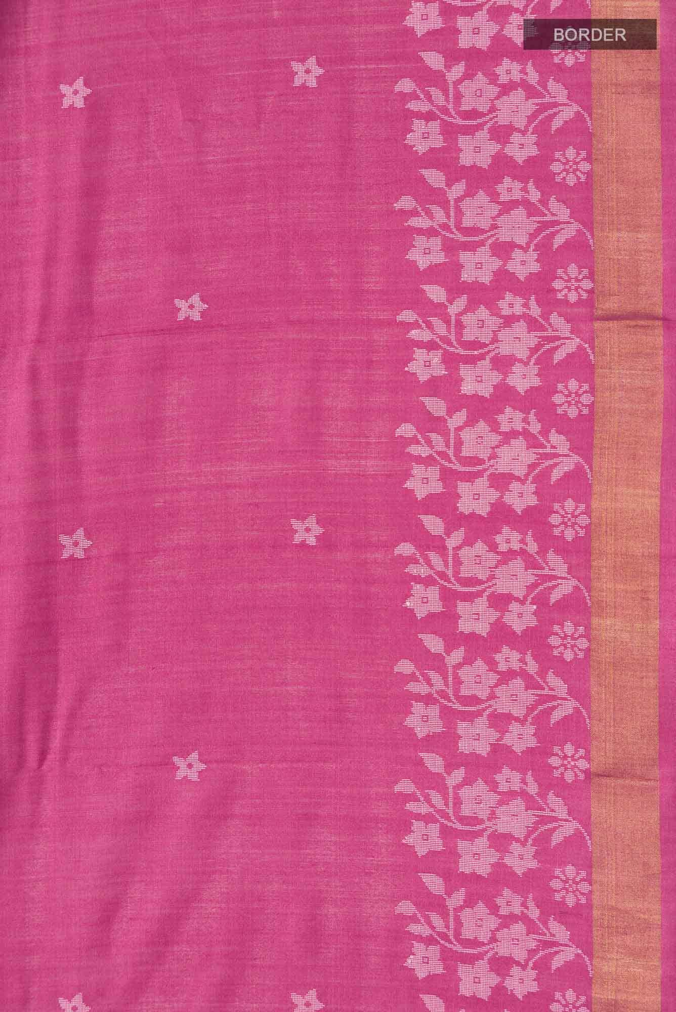 Forget Me Not-Pink Bhagalpuri Tussar Silk Saree
