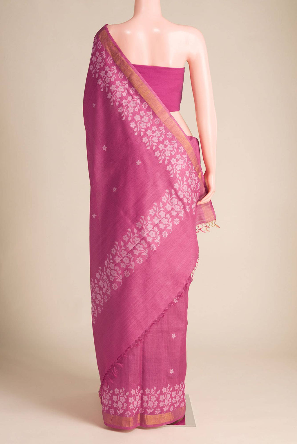 Forget Me Not-Pink Bhagalpuri Tussar Silk Saree