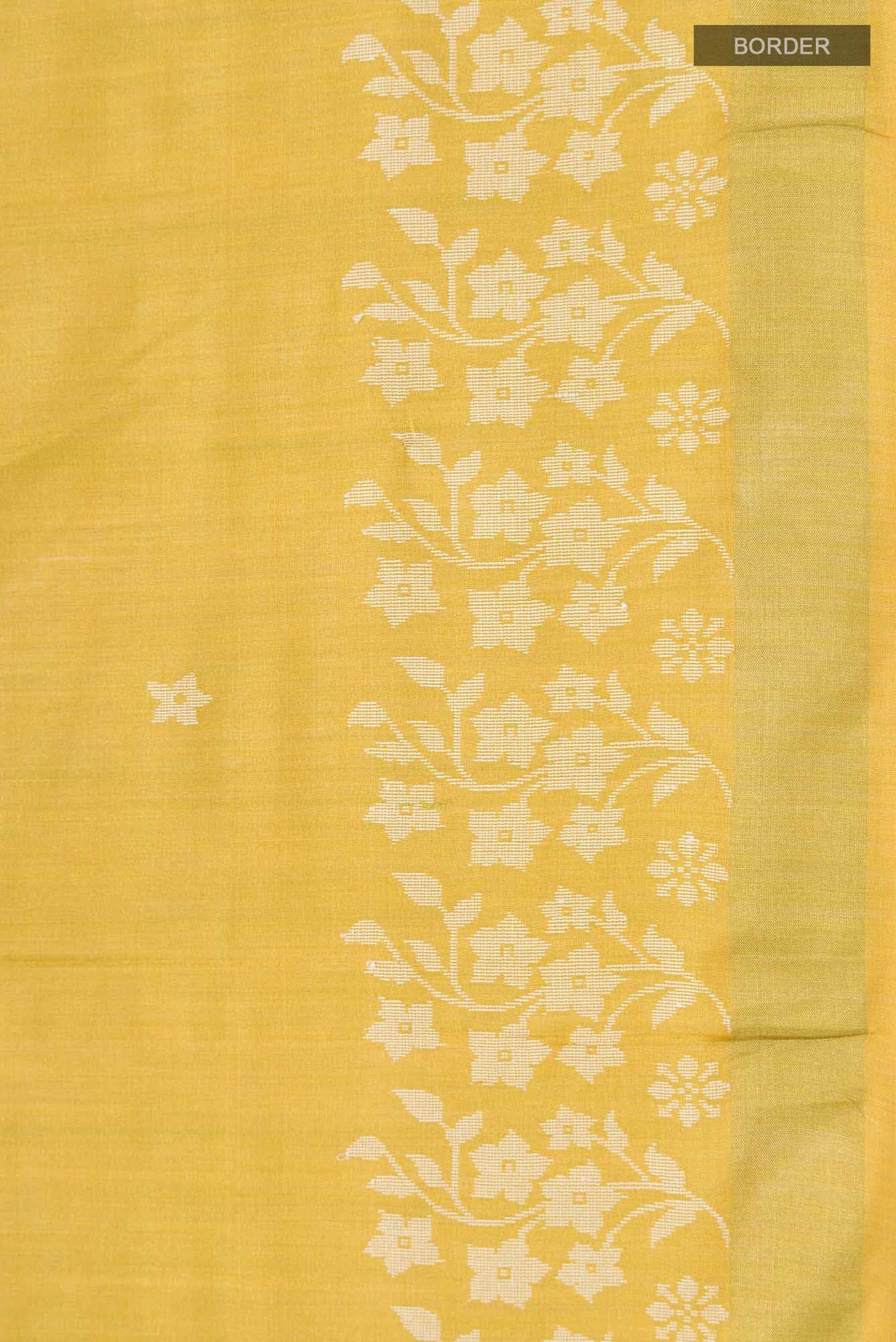Forget Me Not-Mustard Bhagalpuri Tussar Silk Saree