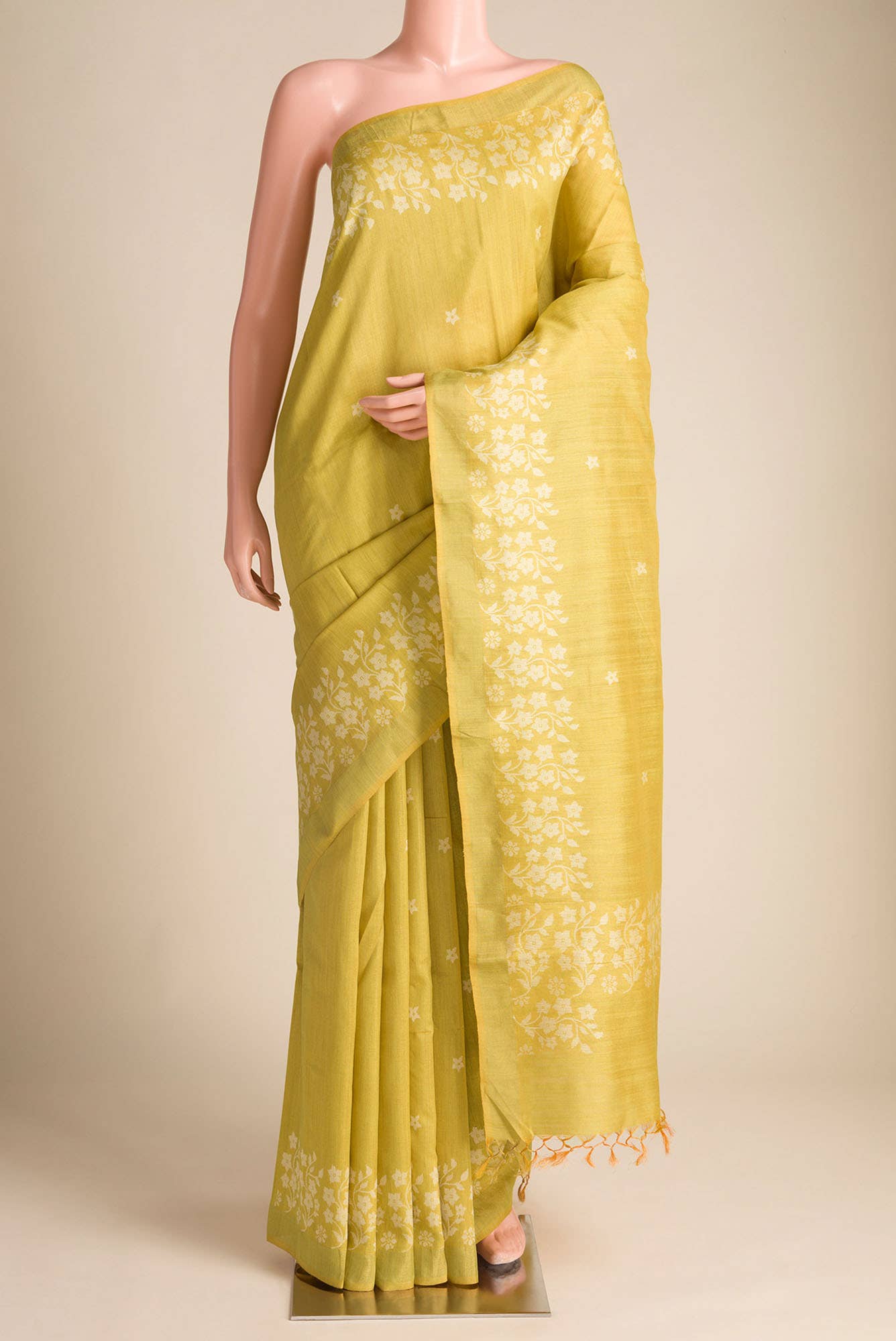 Forget Me Not-Mustard Bhagalpuri Tussar Silk Saree