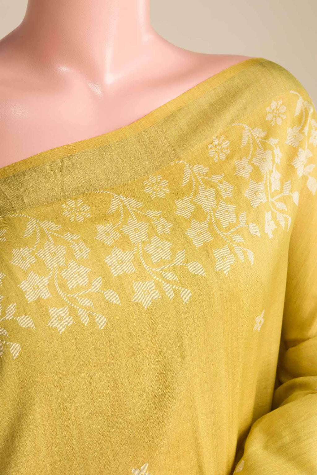 Forget Me Not-Mustard Bhagalpuri Tussar Silk Saree