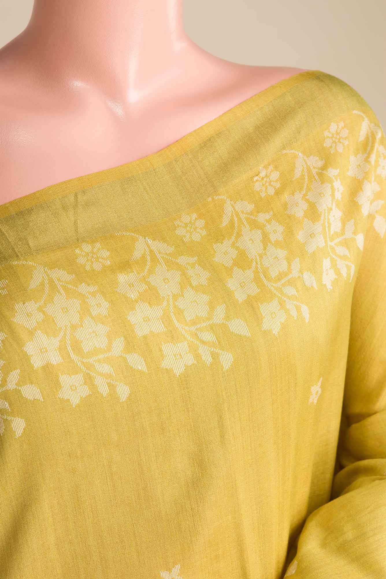 Forget Me Not-Mustard Bhagalpuri Tussar Silk Saree