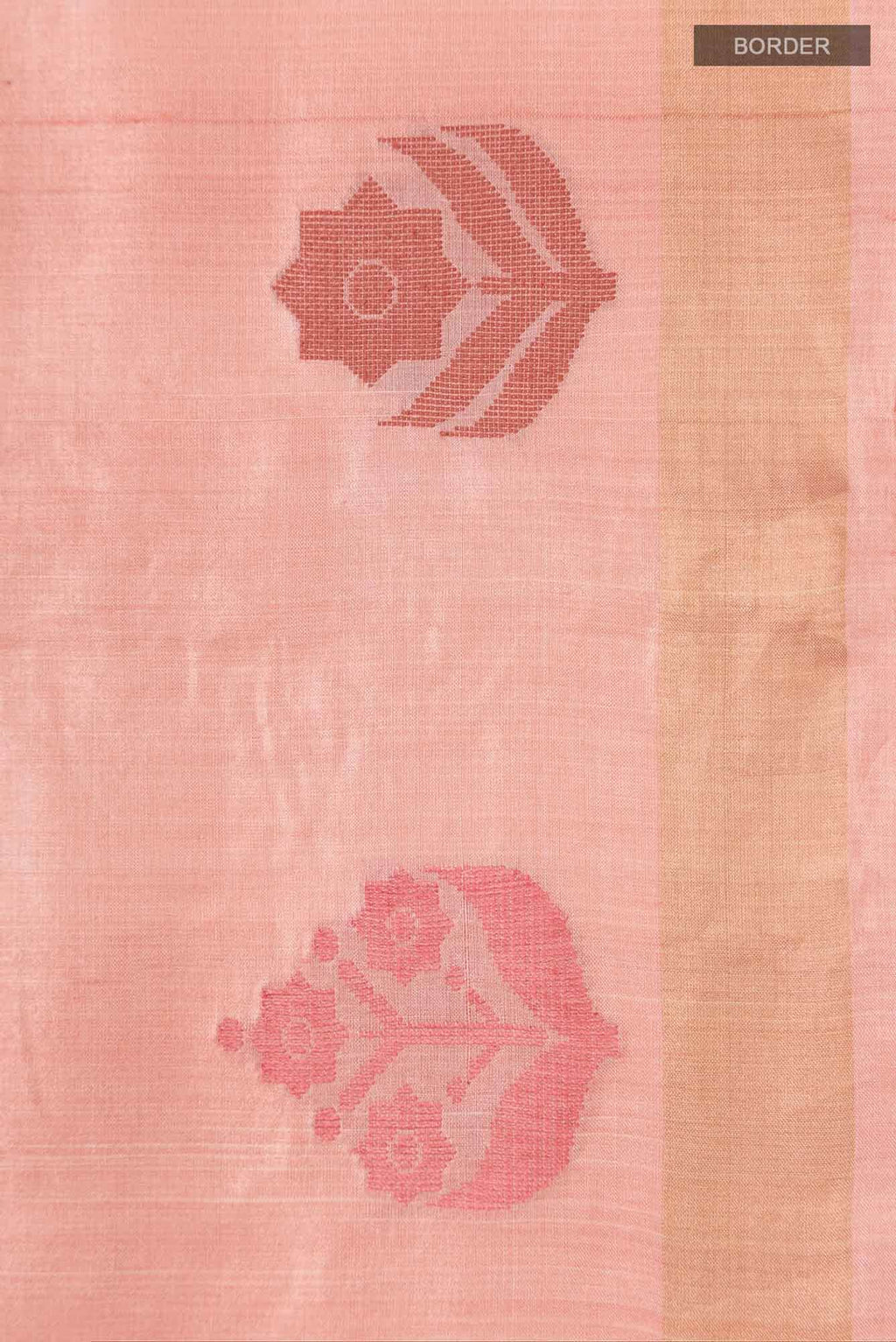 Lost in Fields-Peach Bhagalpuri Tussar Silk Saree