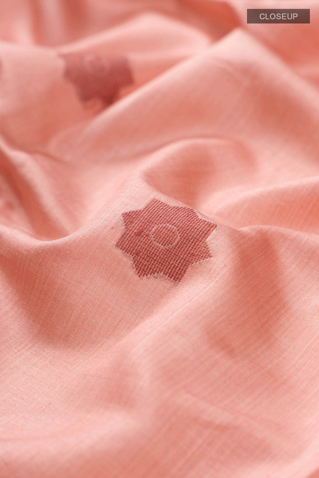 Lost in Fields-Peach Bhagalpuri Tussar Silk Saree