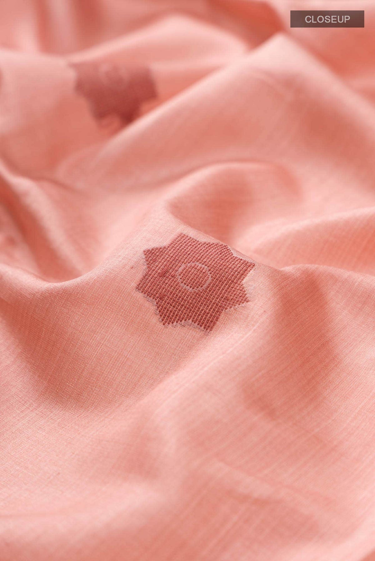 Lost in Fields-Peach Bhagalpuri Tussar Silk Saree