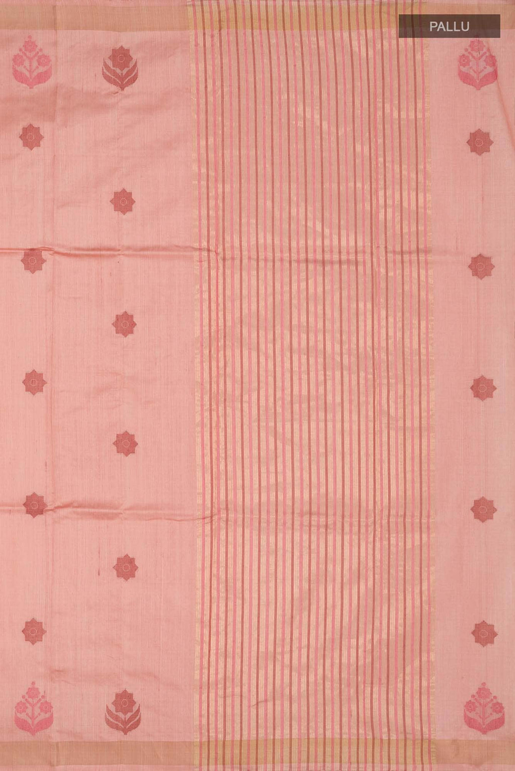 Lost in Fields-Peach Bhagalpuri Tussar Silk Saree