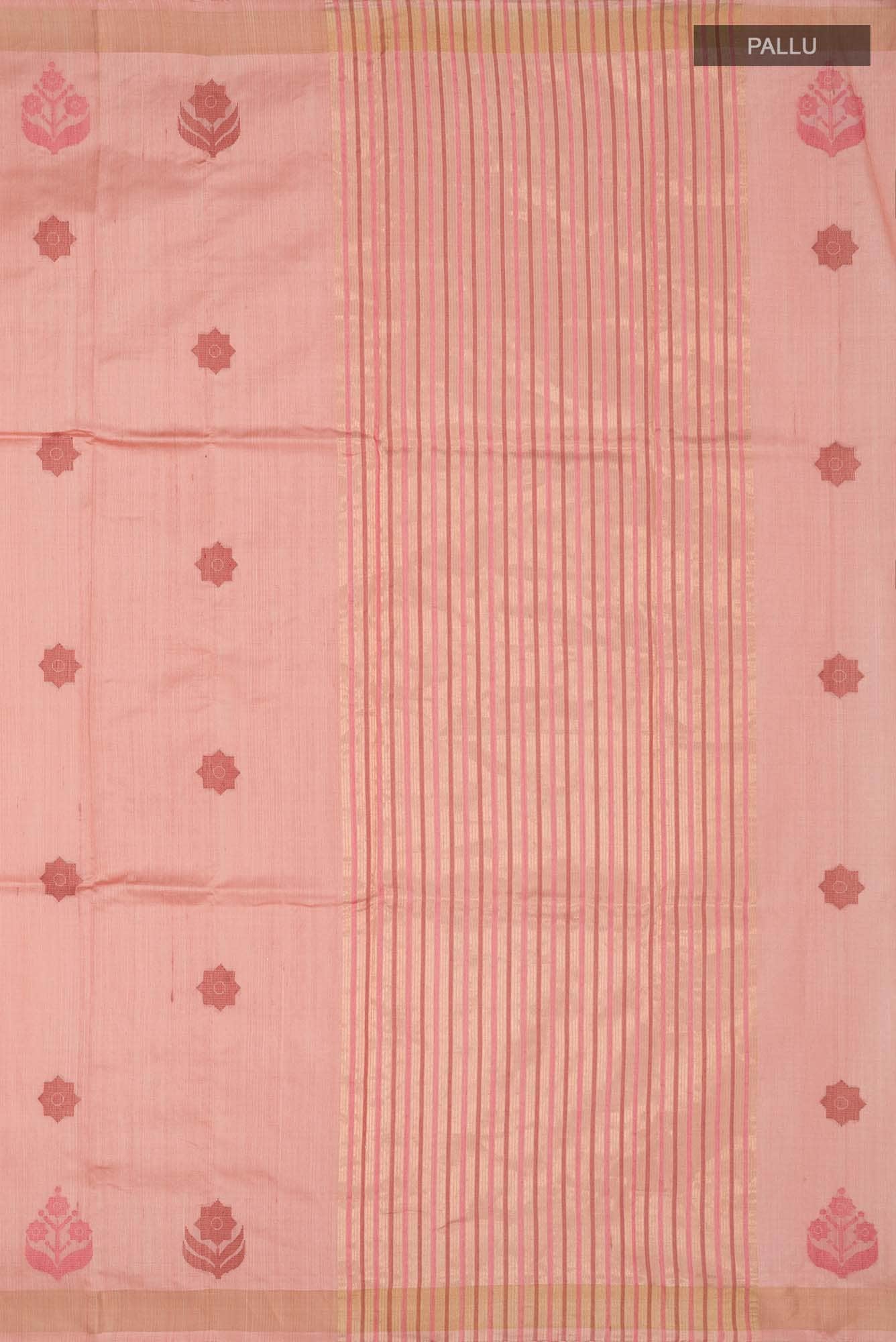 Lost in Fields-Peach Bhagalpuri Tussar Silk Saree