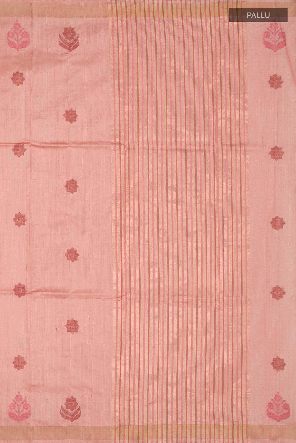 Lost in Fields-Peach Bhagalpuri Tussar Silk Saree