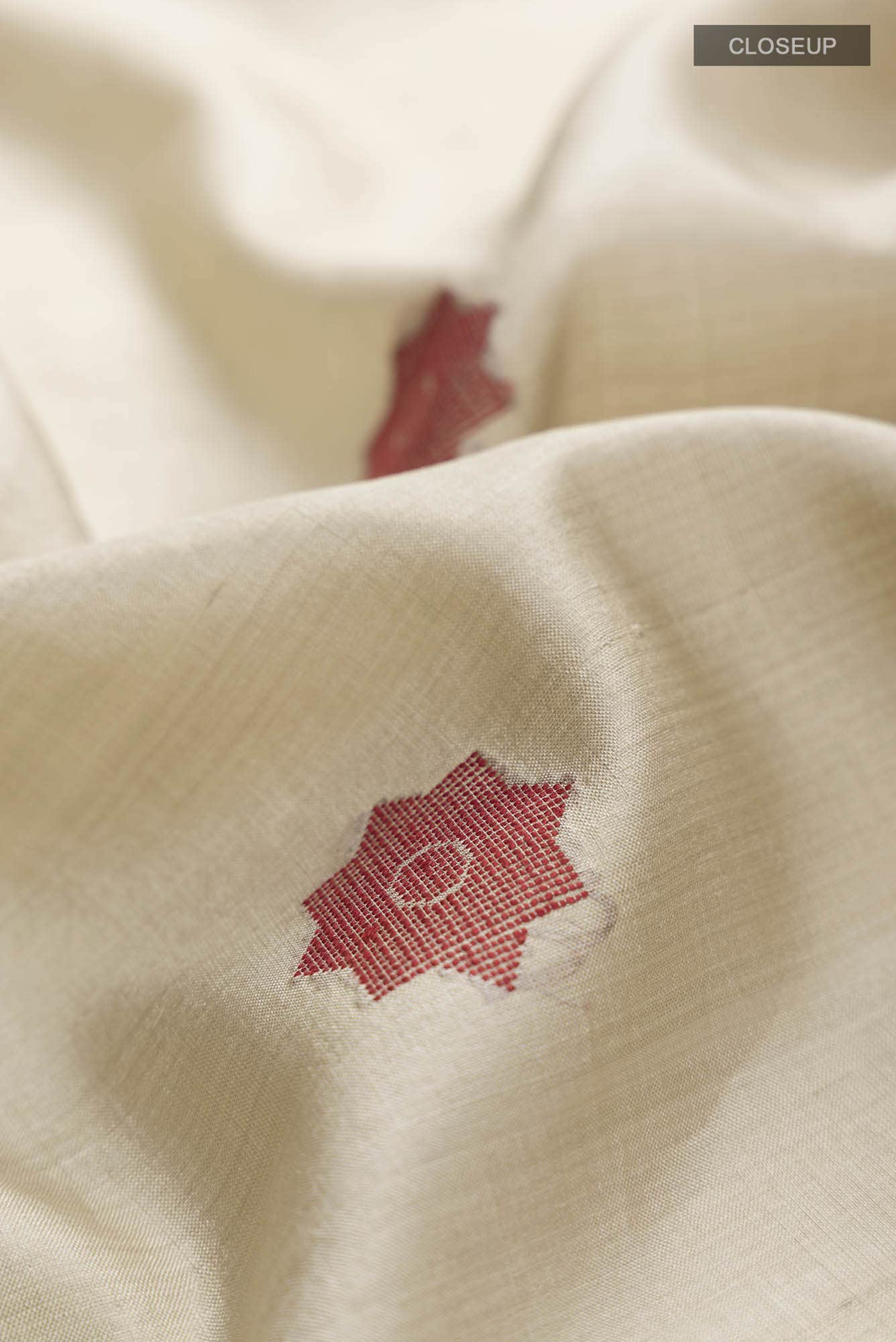 Lost in Fields-Beige Bhagalpuri Tussar Silk Saree