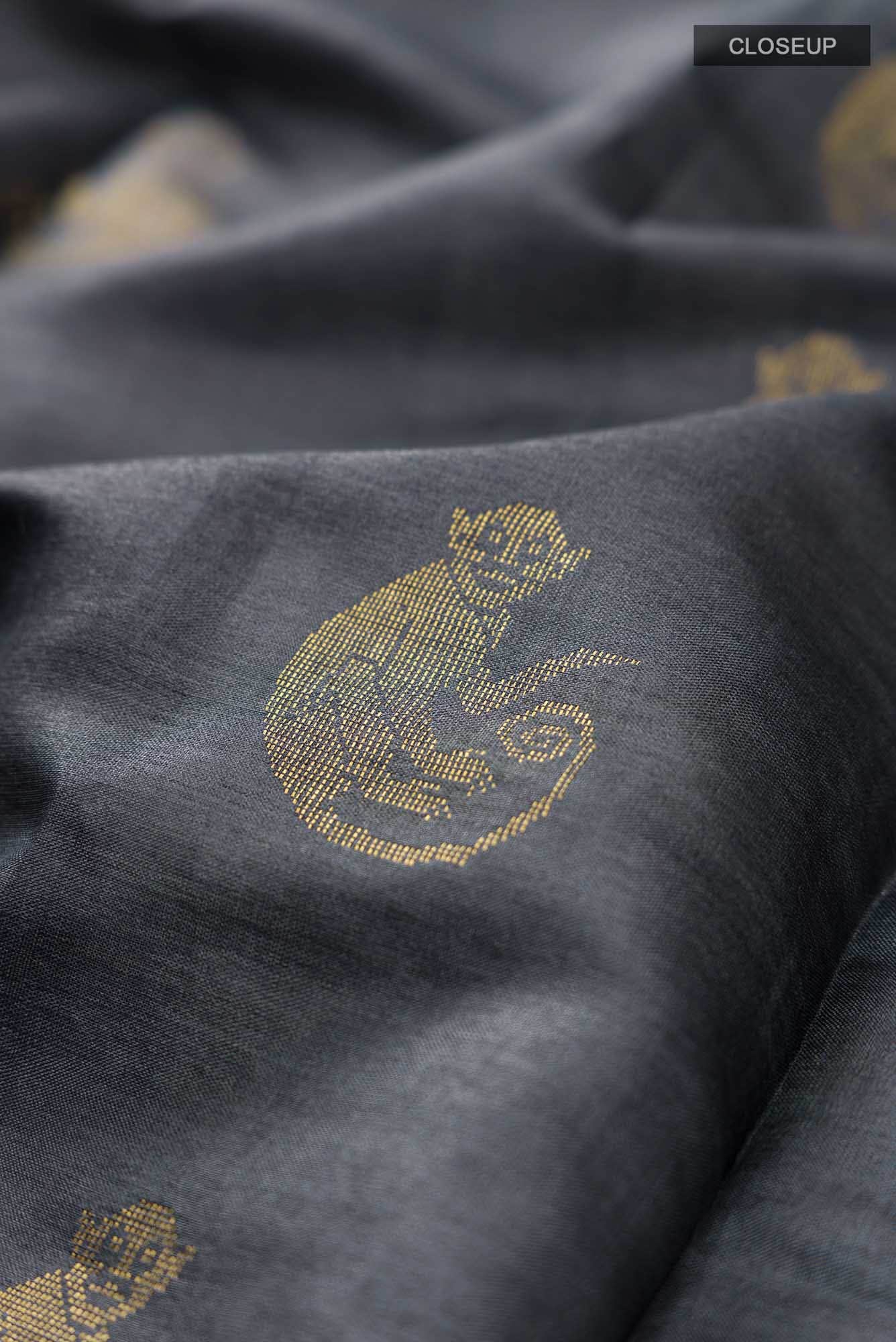 Banana Bandit-Grey Bhagalpuri Tussar Silk Saree
