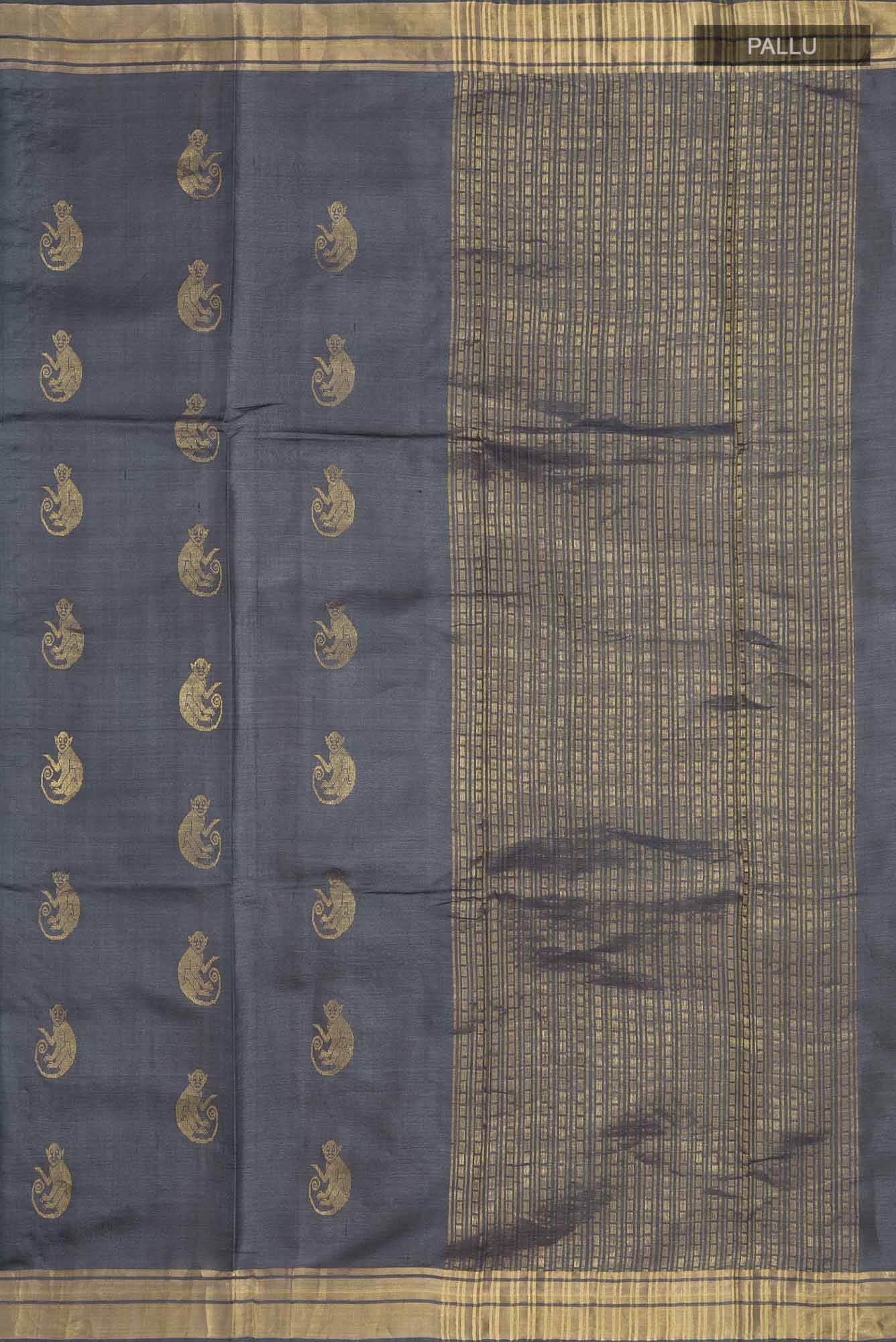 Banana Bandit-Grey Bhagalpuri Tussar Silk Saree
