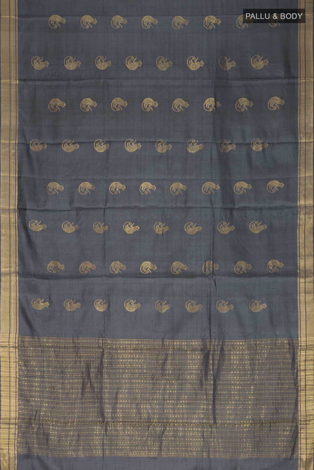 Banana Bandit-Grey Bhagalpuri Tussar Silk Saree
