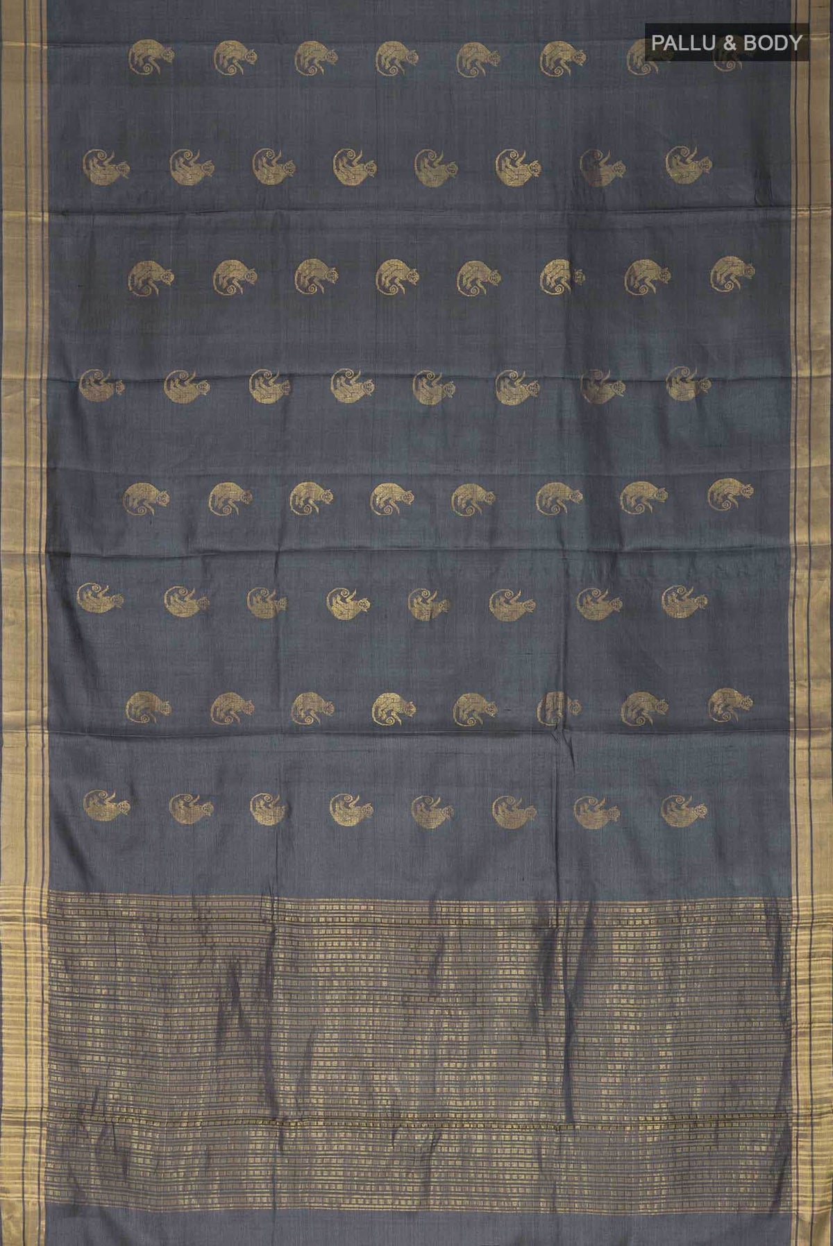 Banana Bandit-Grey Bhagalpuri Tussar Silk Saree