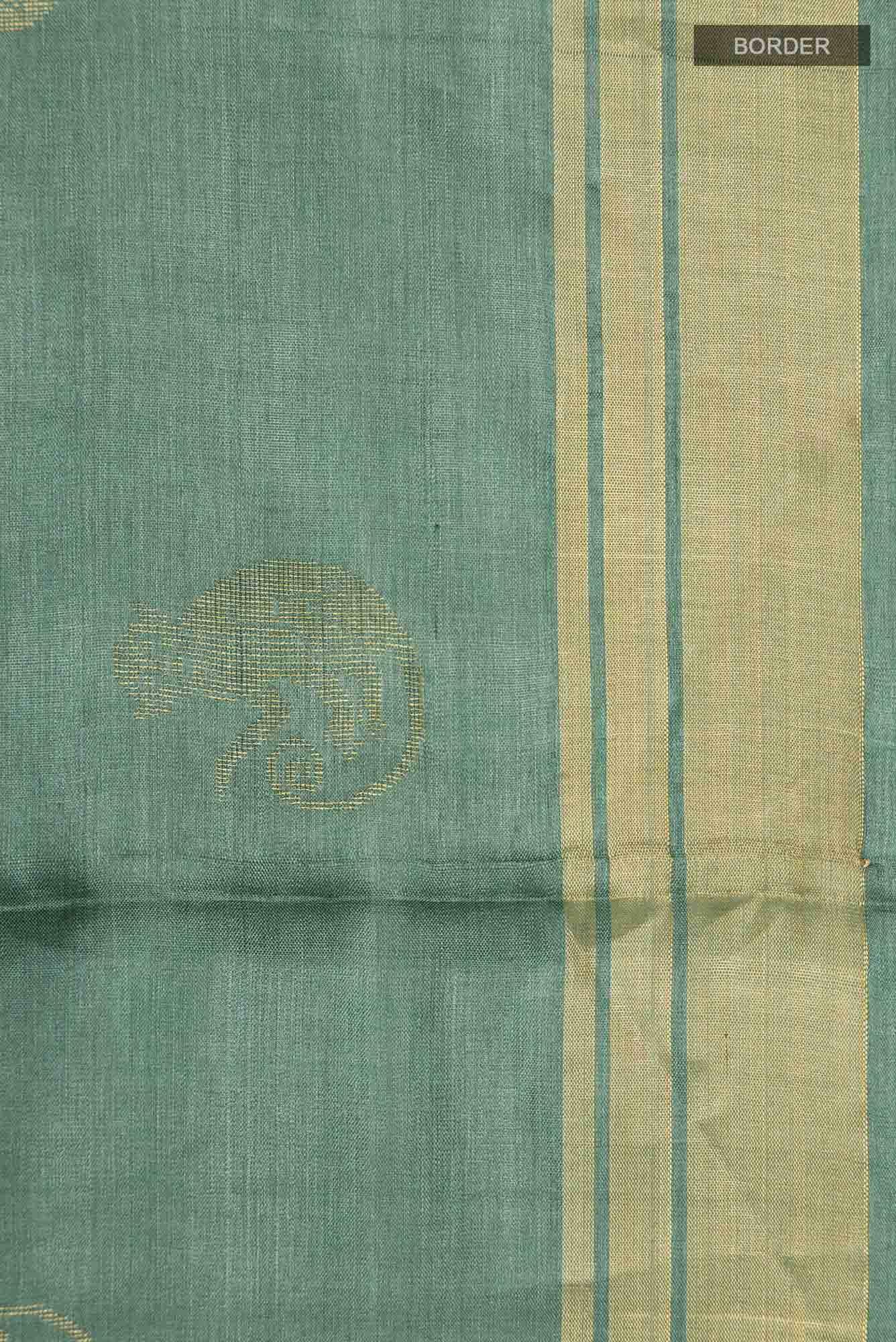 Banana Bandit-Green Bhagalpuri Tussar Silk Saree