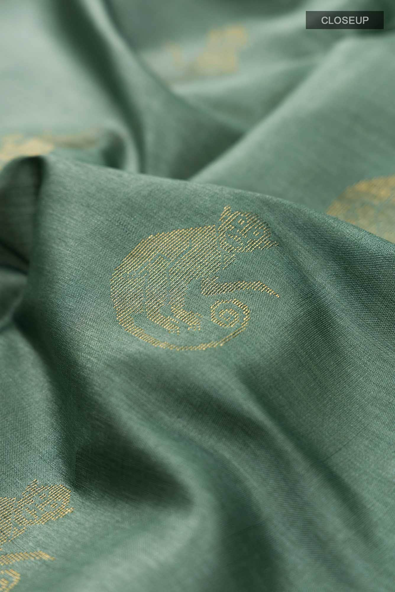 Banana Bandit-Green Bhagalpuri Tussar Silk Saree