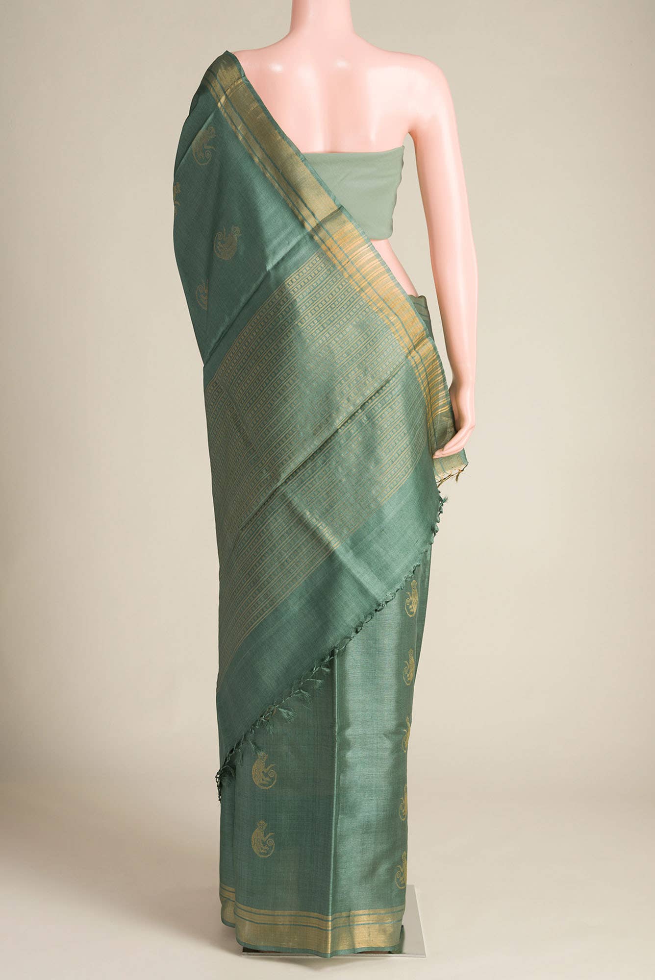 Banana Bandit-Green Bhagalpuri Tussar Silk Saree