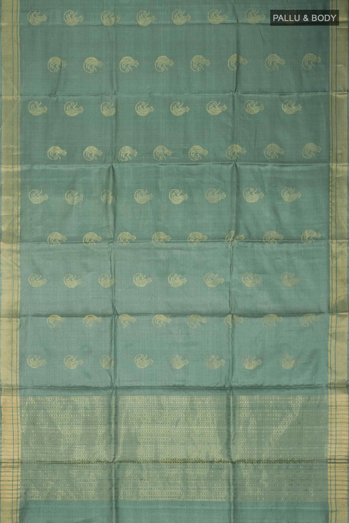 Banana Bandit-Green Bhagalpuri Tussar Silk Saree