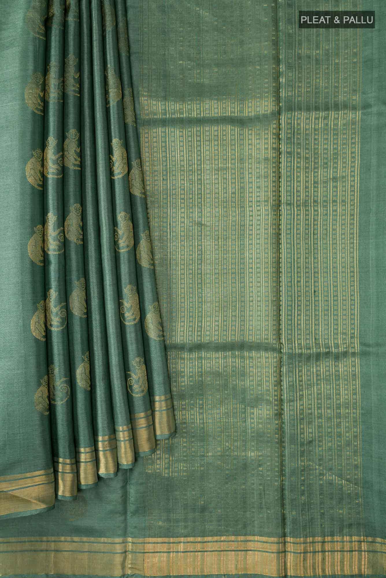 Banana Bandit-Green Bhagalpuri Tussar Silk Saree