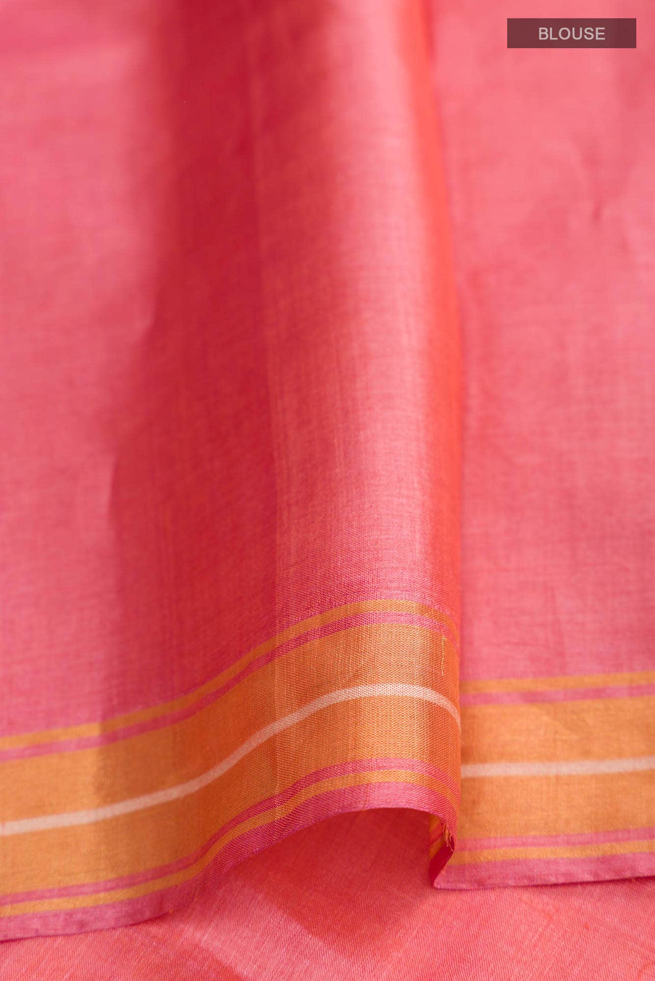 Basket of Lavender Flowers-Bhagalpuri Tussar Silk Saree in Coral Color