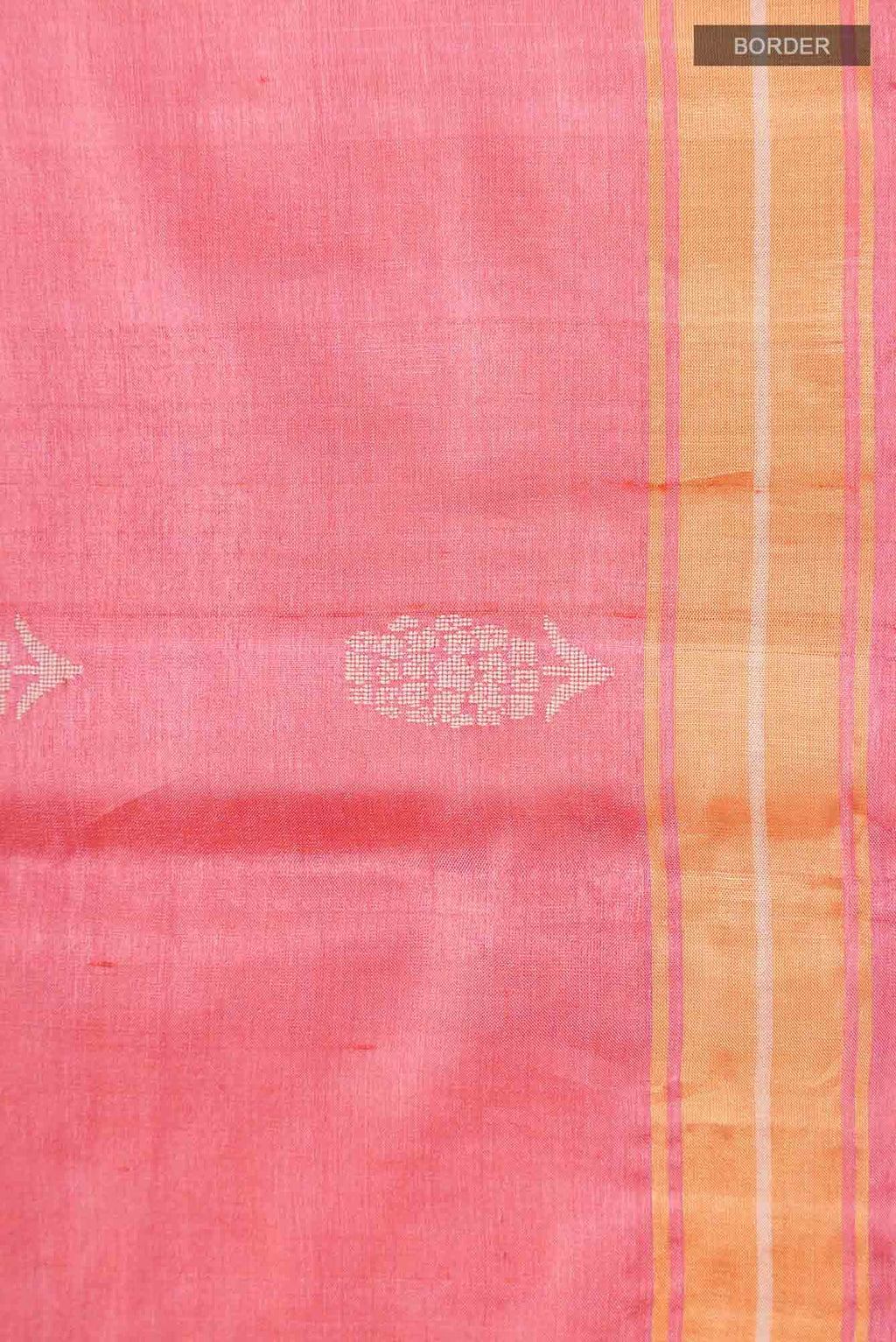 Basket of Lavender Flowers-Bhagalpuri Tussar Silk Saree in Coral Color