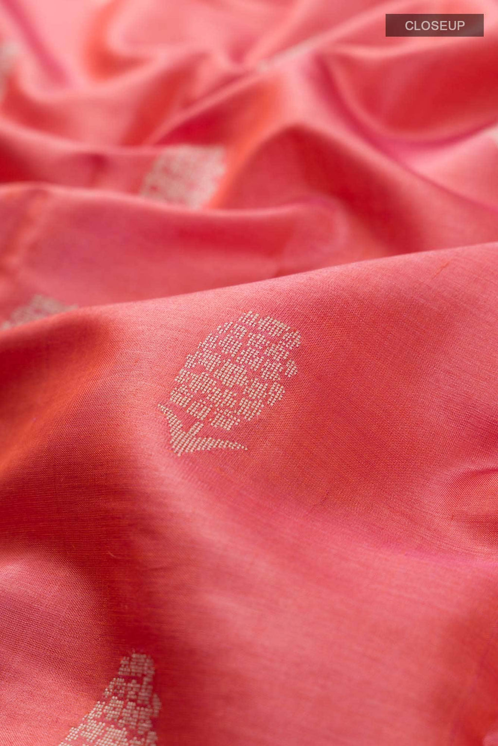 Basket of Lavender Flowers-Bhagalpuri Tussar Silk Saree in Coral Color